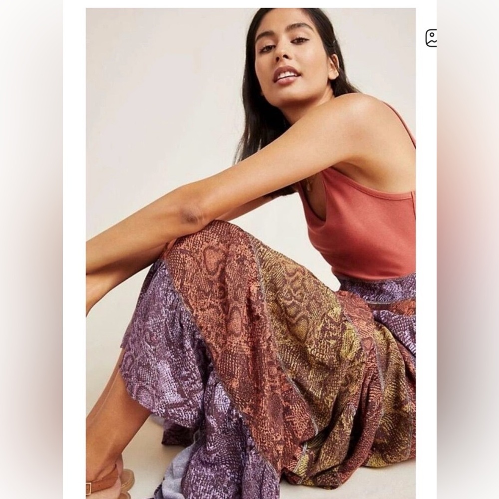 Anthropologie Boho Sleeveless Maxi Tank Dress With Funky Snake Skin Print Size S